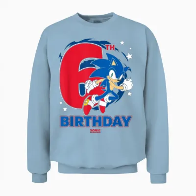 Sonic the Hedgehog Epic Sonic 6th Birthday Big Chest Logo Unisex Sweatshirt - Light Blue