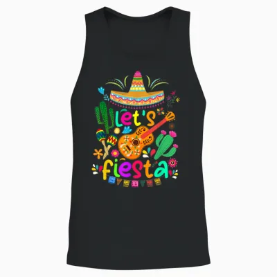 Cinco De Mayo Mexican Cactus Shirt Lets Fiesta Party T-Shirt, Black, S Unisex Tank Top - Black