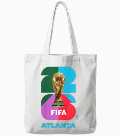 Kids Fifa World Cup26 Atlanta Trophy Color Tote Bags - White