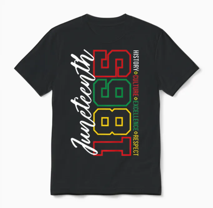 Juneteenth 1865 Shirts Women Men June 19th 1865 Freedom Day Unisex T-Shirt in Black