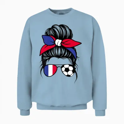 Drapeau De La France Femme Supporters Français Unisex Sweatshirt - Light Blue