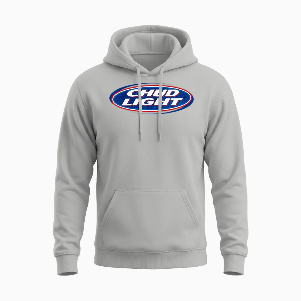 Chud Light Funny Parody Beer Style Humor Design Unisex Hoodie in Ash