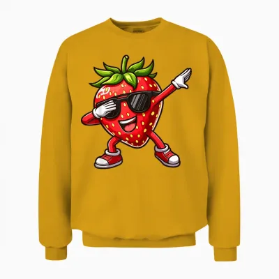 Dabbing Rote Erdbeere | Lustige Rote Beere Mit Erdbeer Unisex Sweatshirt - Gold