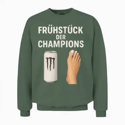 Frühstück Der Champions - Weisses Monster Und Perfekte Füße Unisex Sweatshirt - Military Green