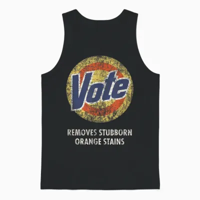 Anti-Trump Vote Laundry Detergent Funny Vintage Unisex Tank Top - Black