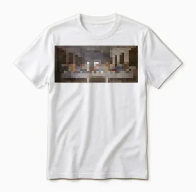 Pixel Art Version of the Last Supper Leonardo Da Vinci Unisex T-Shirt - White