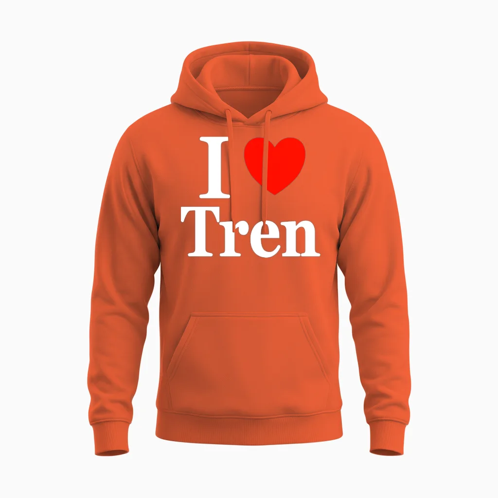 I Love Tren Body Building Lovers Unisex Hoodie in Orange