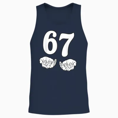 Six Seven 6 7 Funny 67 Gen Alpha Slang 6-7 Meme School Unisex Tank Top - Navy