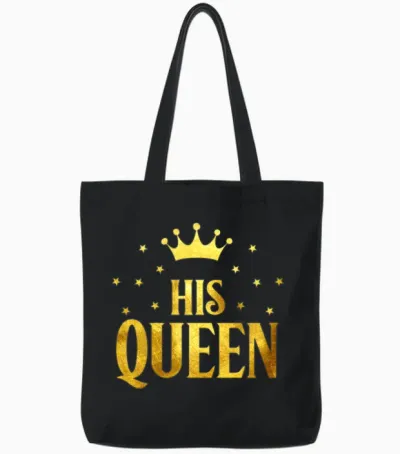 His Queen Tote Bags - Black