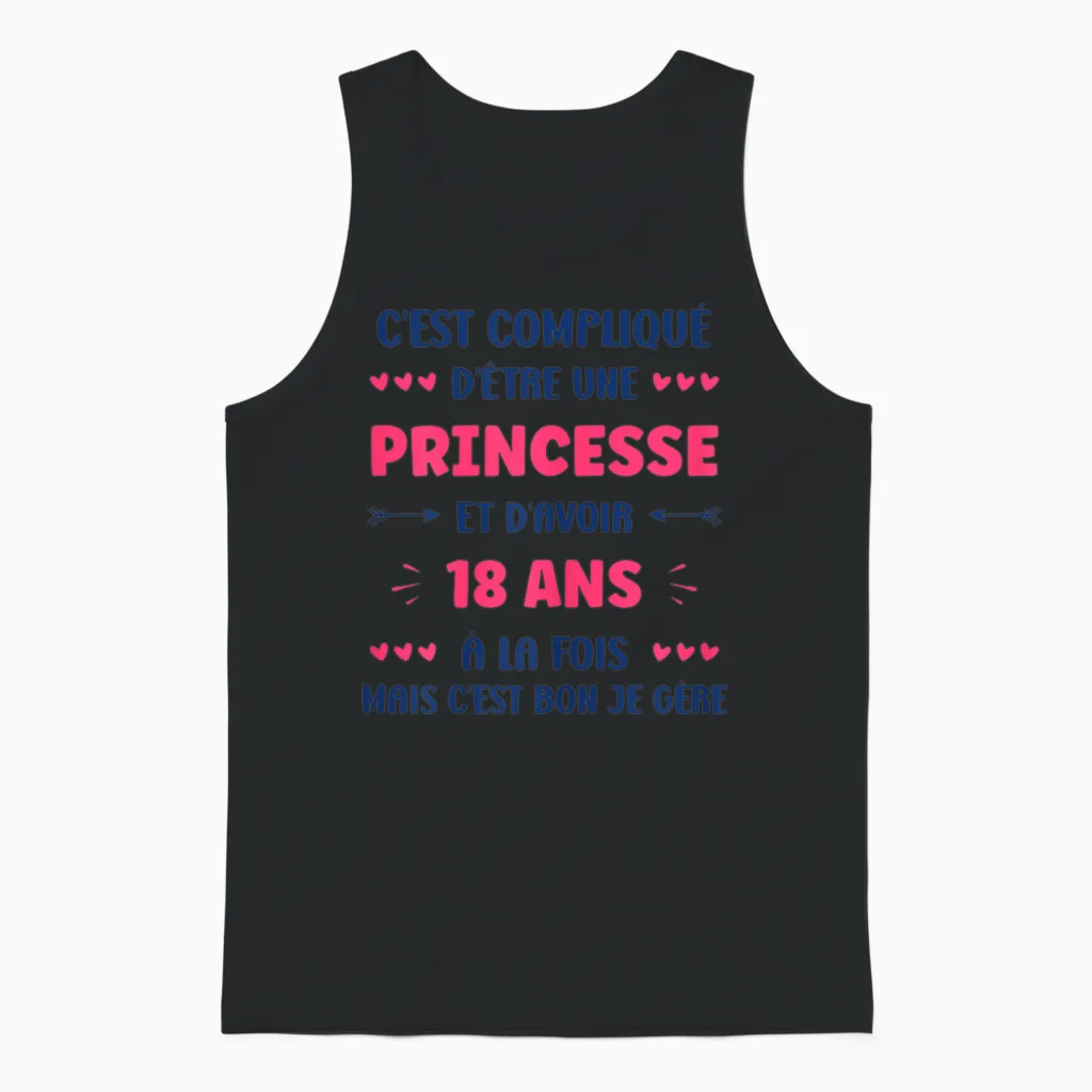 Girl 18 Years Teen Humor Birthday Princess 18 Years T-Shirt, White, Female X-Small Unisex Tank Top in Black