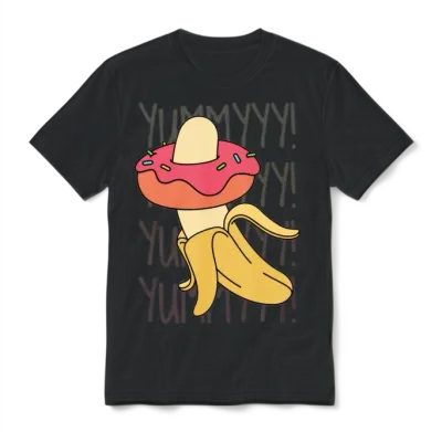 Banana Donut Yummy Delicious Funny Unisex T-Shirt - Black