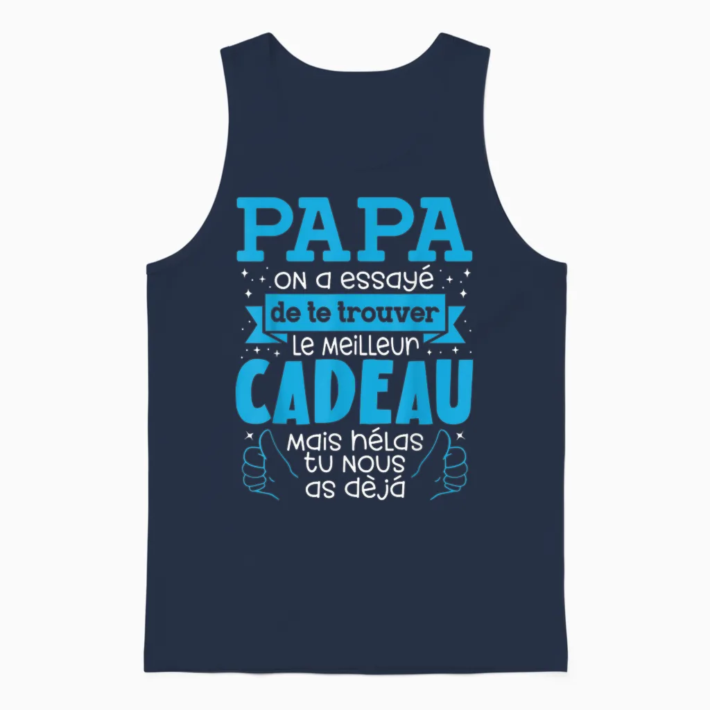 Father's Day Gift Dad Tried to Find Best T-Shirt, Black, S Unisex Tank Top in Navy