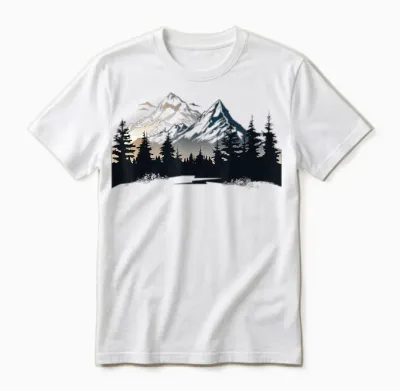 T-Shirt with Alps in the Forest with Trees Nature the Mountains Unisex T-Shirt - White