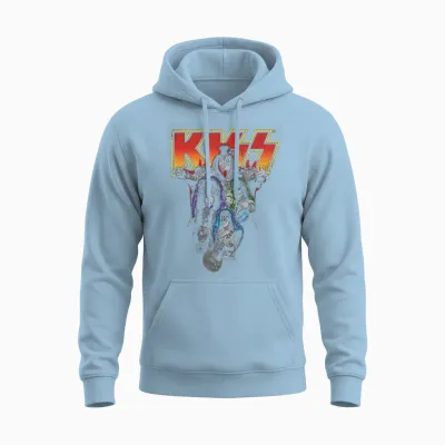 Kiss Hard Rock Music Band Neon Band by Rock off T-Shirt, Black Unisex Hoodie - Light Blue