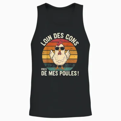Away from Cons Near My Hens Funny Hen Gift Vintage T-Shirt, Black, S Unisex Tank Top - Black