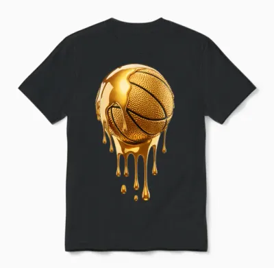 Gold Dripping Basketball Trendy Urban Respect the Drip Unisex T-Shirt - Black