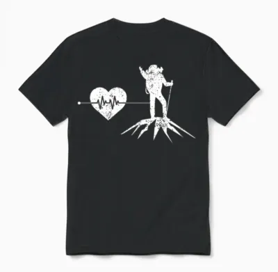 Hiking Heartbeat Unisex T-Shirt - Black