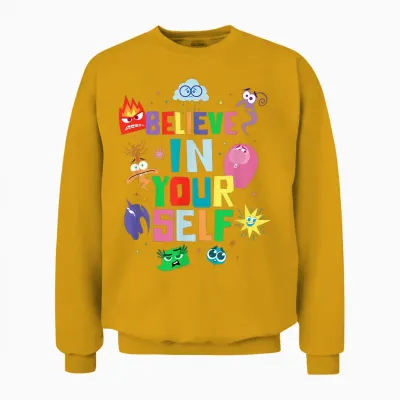 Disney and Pixar's Inside Out 2 Emotions Believe in Yourself T-Shirt, Black, S Unisex Sweatshirt - Gold