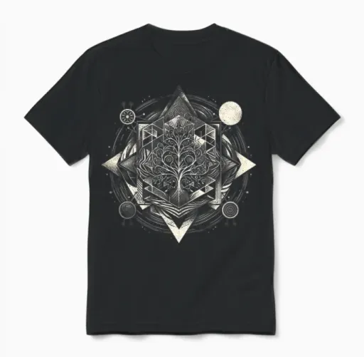 Geometrische Muster, Inspiriert Von Der Natur Unisex T-Shirt in Black