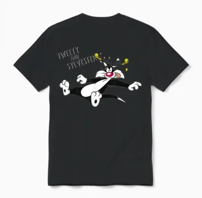 Looney Tunes Tweety and Sylvester Unisex T-Shirt - Black