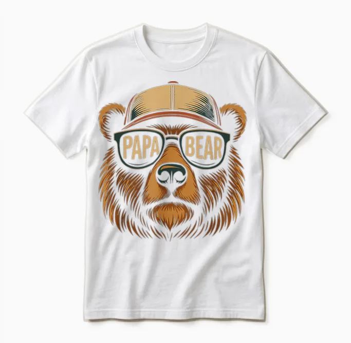 Papa Bear Father's Day Best Dad Bear Unisex T-Shirt in White
