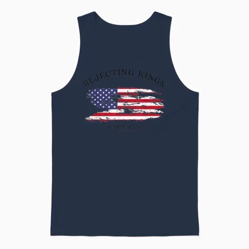 Retro Rejecting Kings Since 1776 Protest Pro Democracy Unisex Tank Top - Navy