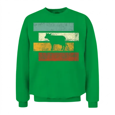 Cow Retro Unisex Sweatshirt - Irish Green
