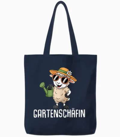 Women's Garden Sheep - Cute Sheep Gardener T-Shirt, Black, S Tote Bags - Navy