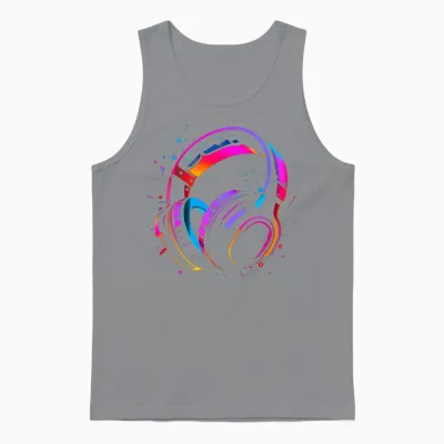 80s Style Dj Headphones Disc Jockey Nightclub T-Shirt, Black, S Unisex Tank Top - Sport Grey