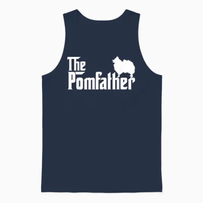 Mens Funny Pomeranian Father Dad the Pom Father Dog Lover Unisex Tank Top - Navy