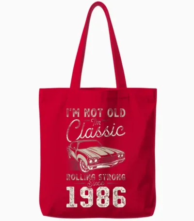 Voiture Classique Née En 1986 40e Anniversaire Tote Bags - Red