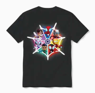 Marvel Spidey and His Amazing Friends Avengers Team-Up T-Shirt, Black Unisex T-Shirt - Black