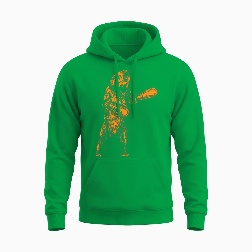 The Right to Bear Chainsaw Arms Unisex Hoodie in Irish Green