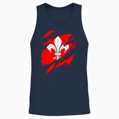 Flag Lille Coat of Arms Torn with 3d Effect. France Unisex Tank Top - Navy