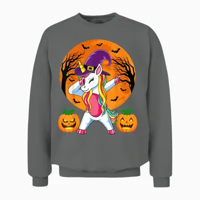 Süße Hexe Einhorn Halloween Witchy Unicorn Kürbis Mädchen Unisex Sweatshirt - Graphite Heather