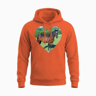 Horse Heart Design Unisex Hoodie - Orange