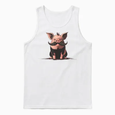 Costume De Cochon Souriant Avec Moustache Unisex Tank Top - White