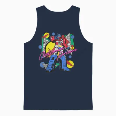 Transformers Retro Optimus Prime 80's Print Unisex Tank Top - Navy