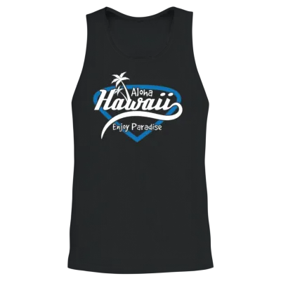 Fresh Hawaiian Style Tshirt Design Hawaii Enjoy Unisex Tank Top - Black