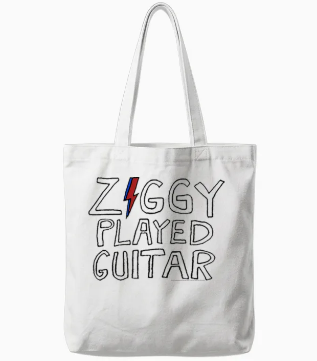 David Bowie β Ziggy Gespielte Gitarre Sketch Lyric Tote Bags in White