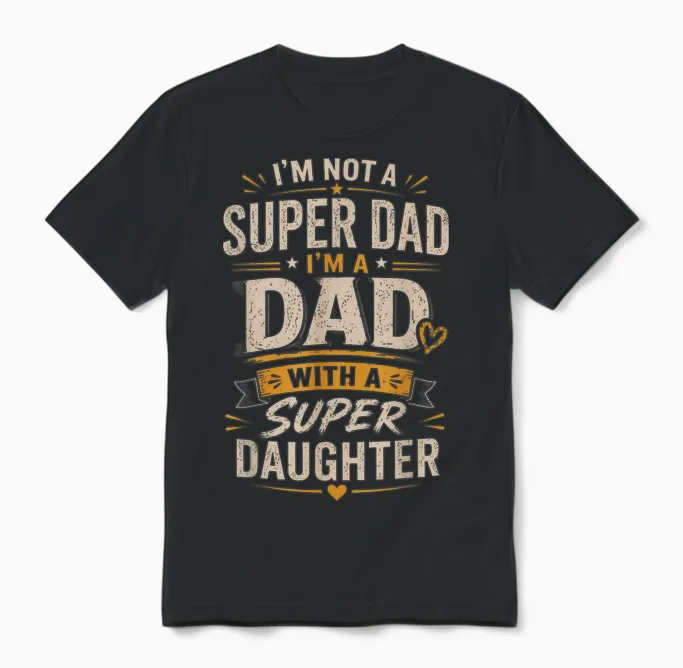 Not a Super Dad but a Super Daughter Fête Des Pères Papa Unisex T-Shirt in Black