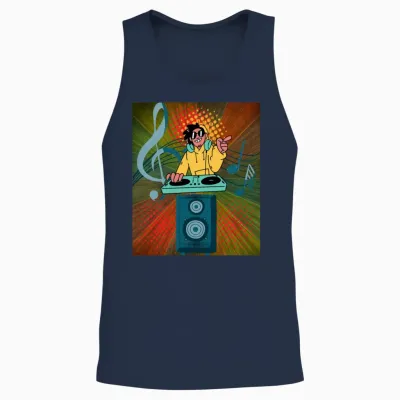 Groove with the Cool Retro Dj Unisex Tank Top - Navy