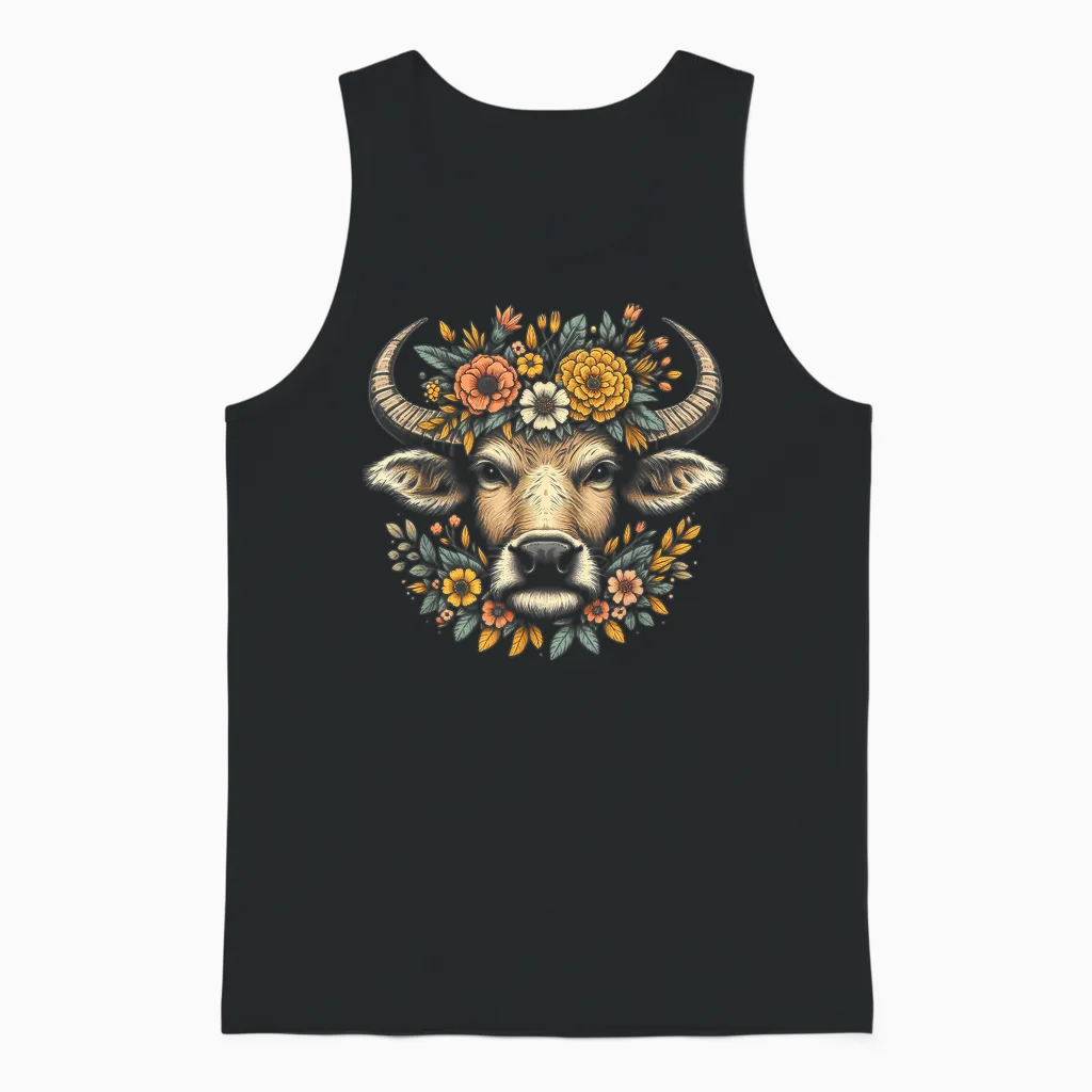 Couronne Florale De Buffle D'eau Unisex Tank Top in Black