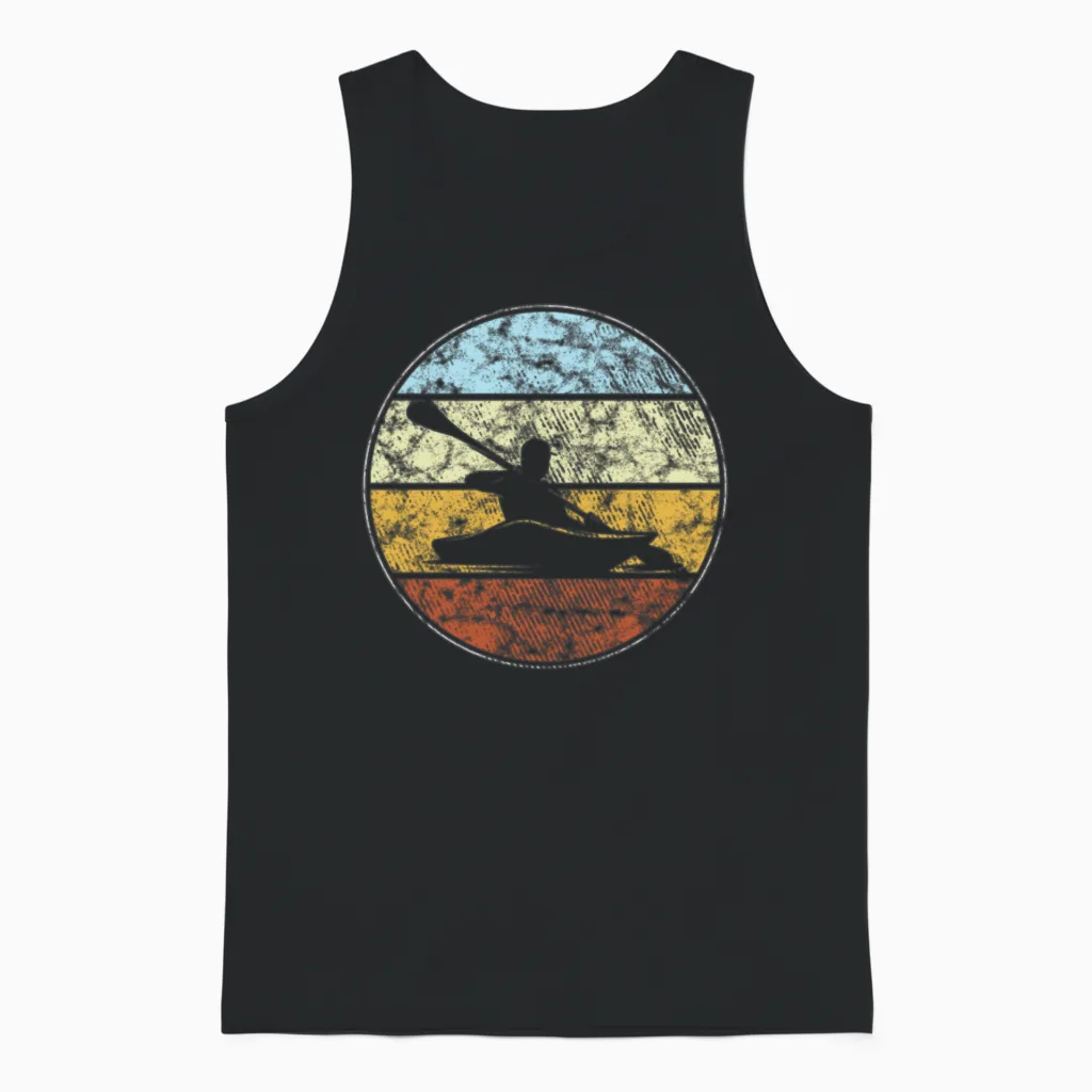 Kayak Retro Unisex Tank Top in Black