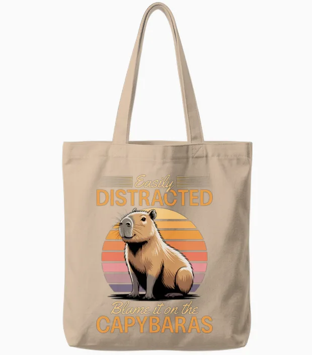Funny Capybara Tote Bags in Natural