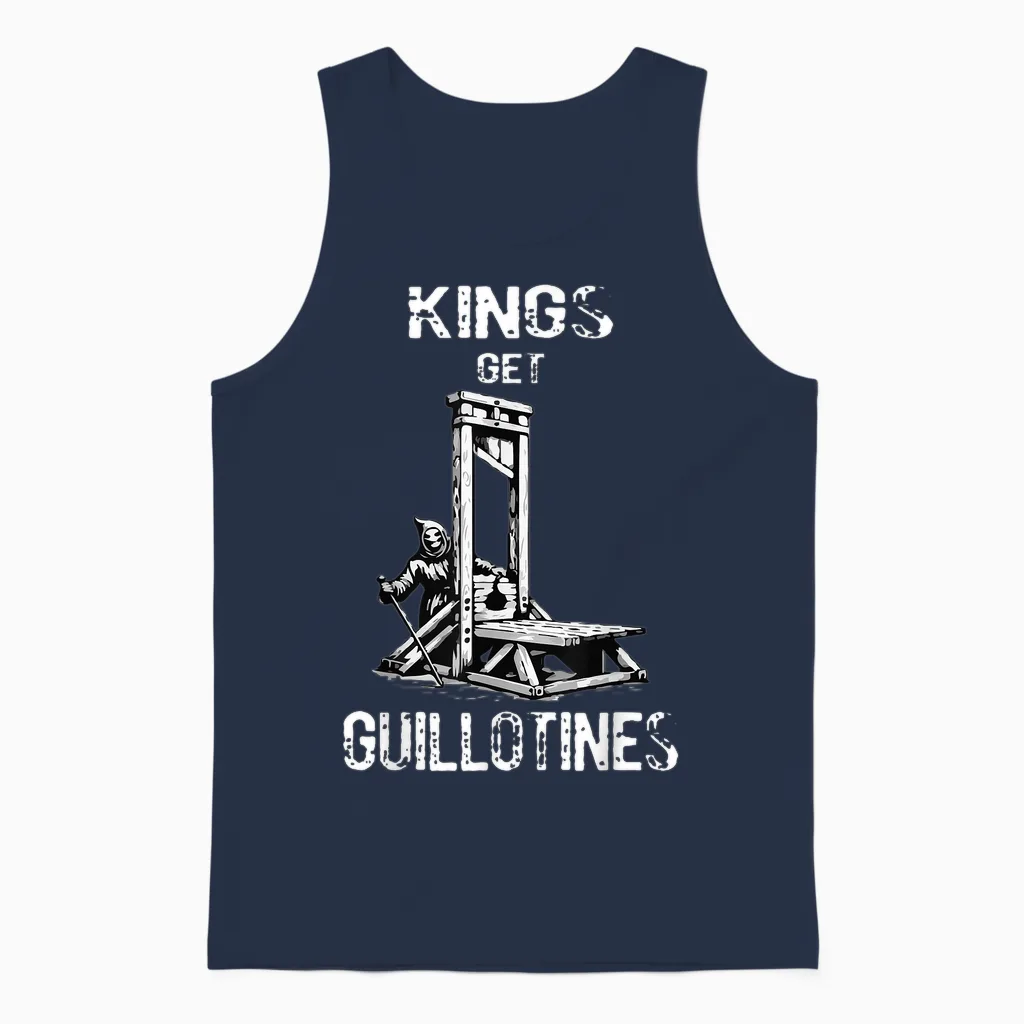 Funny Kings Get Guillotines Kings Day Kings Vintage Unisex Tank Top in Navy