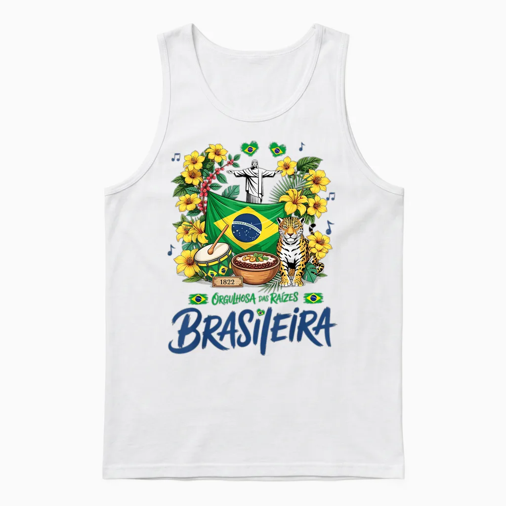 Brasileira Brasileira Flagge Idee Für Frauen Brasilianische Kultur Unisex Tank Top in White