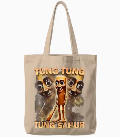 Tung Tung Tung Sahur Tote Bags - Natural