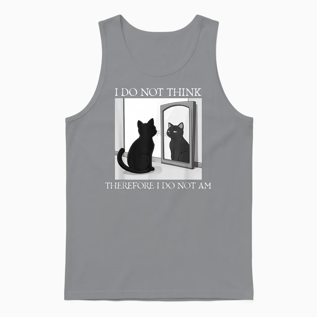 Philosophie Du Chat « I Do Not Think Therefore I Do Not Am Funny » Unisex Tank Top in Sport Grey