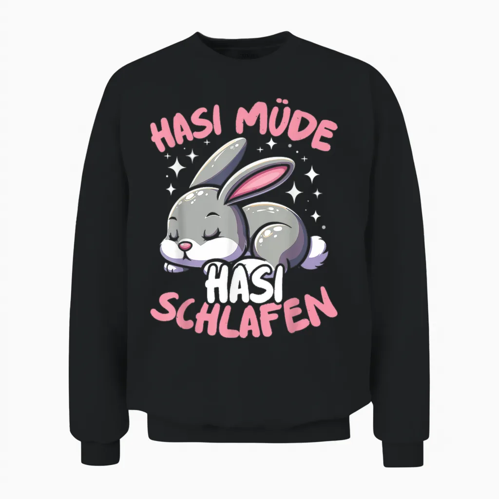Hasi Müde Hasi Schlafen Lustiges Süßes Schlafshirt Damen Unisex Sweatshirt in Black